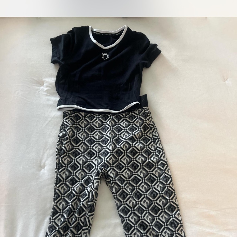 Black and White Geometric Pants Set